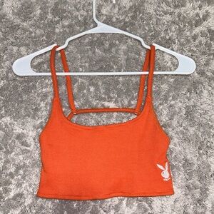 Women’s Playboy Crop Tank/Bralette Orange Size 4